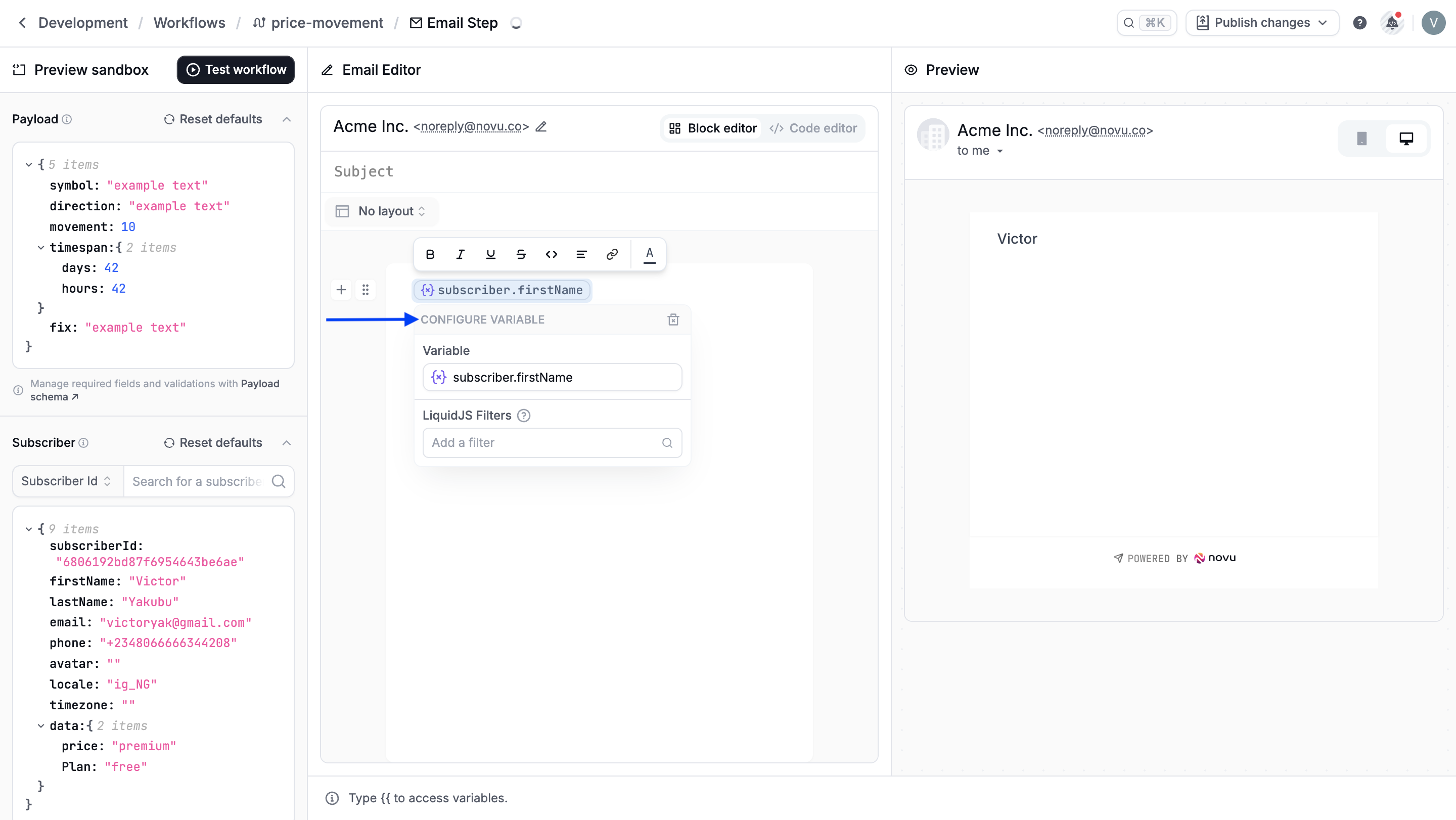 Configure variable