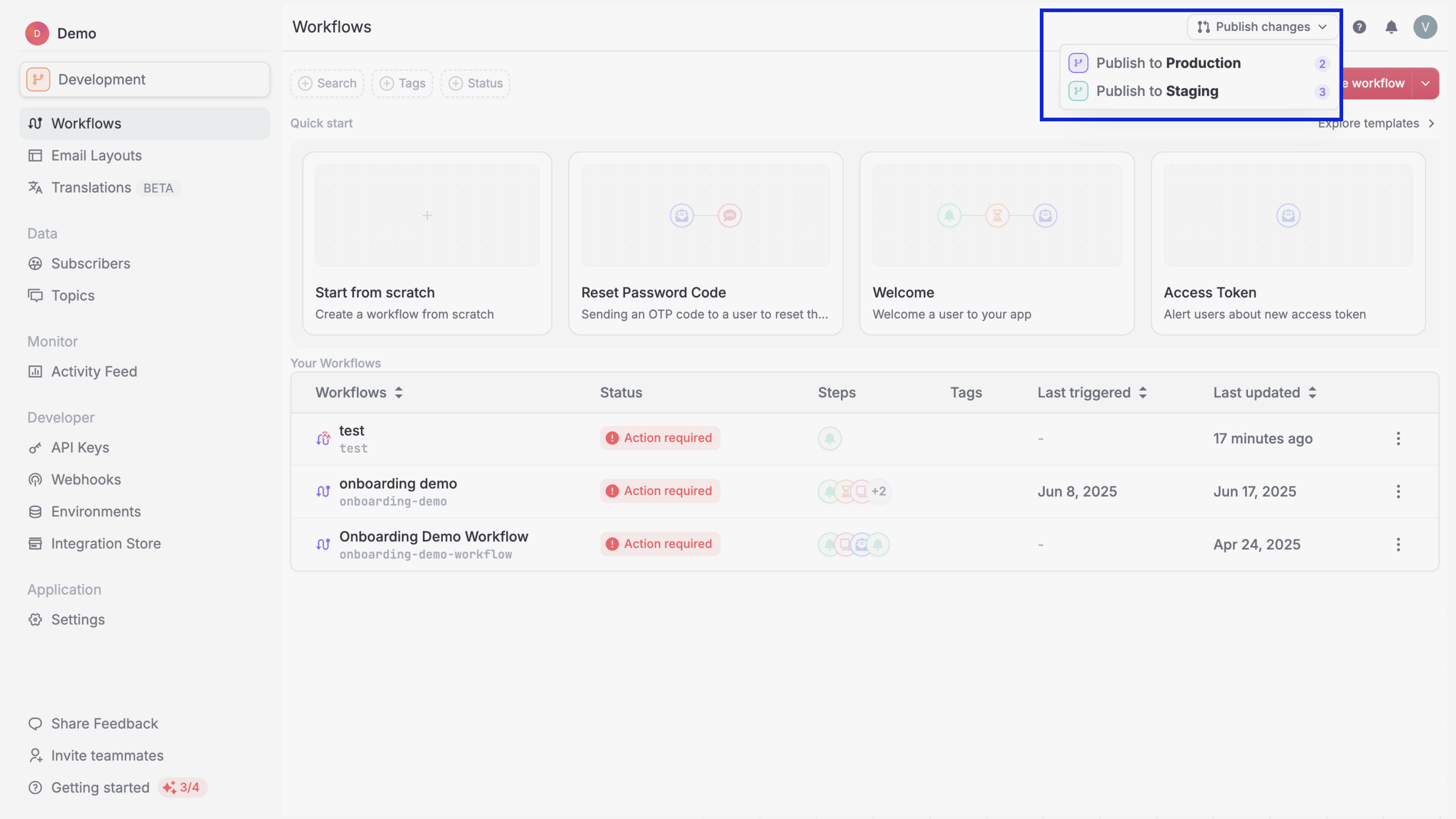 Publish changes